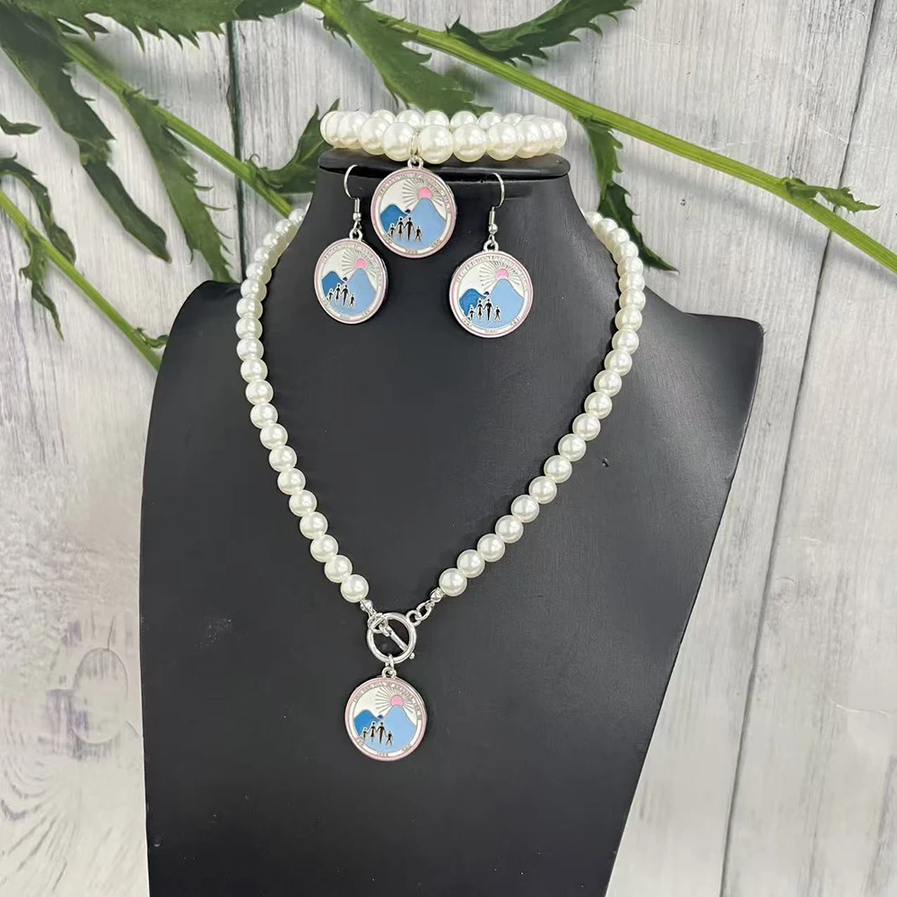 10mm Pearl Bracelet & 8mm Pearl Necklace – JJOA 1938 Round Letter Pendant – Jewelry Gift for Jack & Jill Members