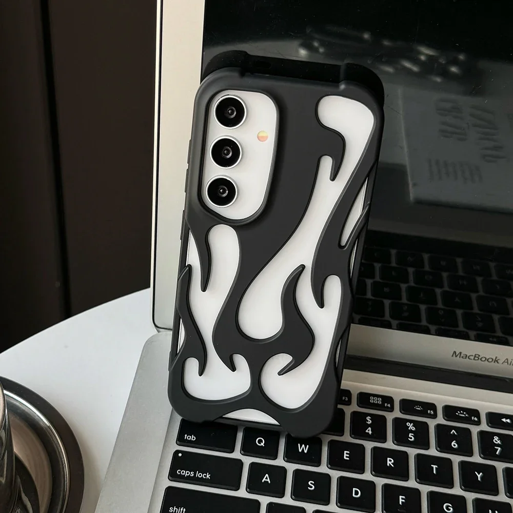 For Samsung Galaxy S25 S24 S23 Ultra A55 A54 A15 A16 A26 A26 A56 5G Phone Case 3D Flame Hollow Out Matte Cover Protective Shell - náhled 5