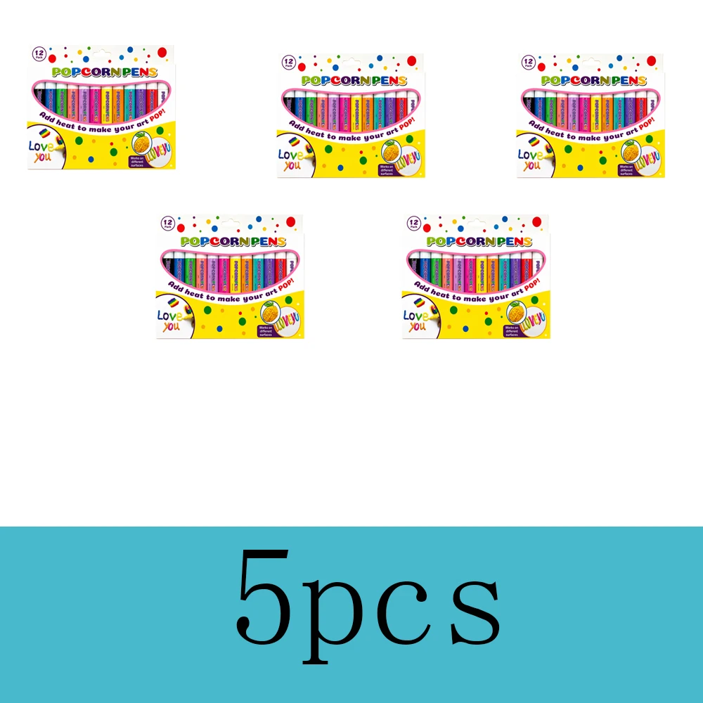 Puffy Popcorn Stift-Set, Glattes, Leicht zu Färbendes 3D-Kunst-Marker-Kit für Journaling, Notizbücher, Grußkarten & Doodle-Graffiti