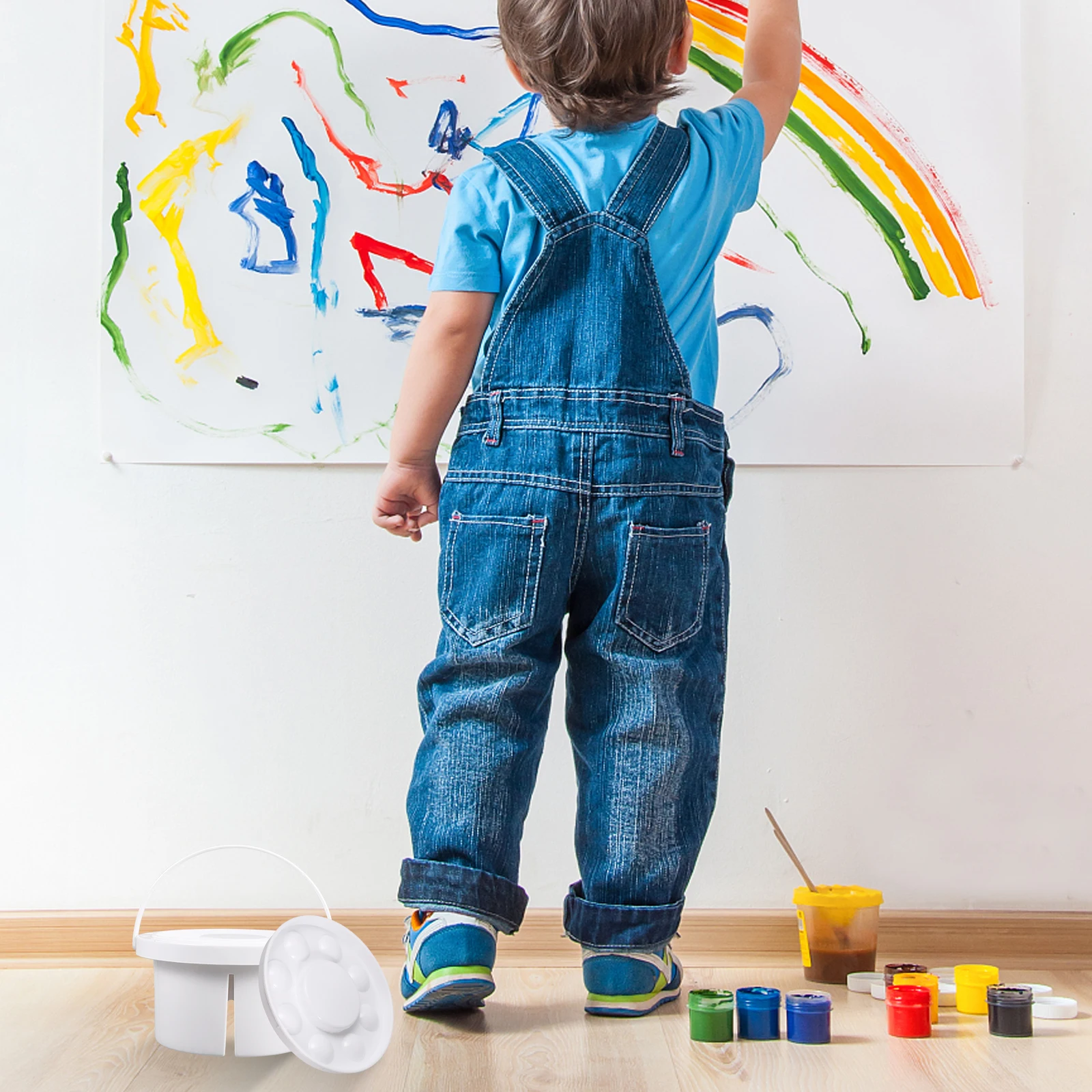 

1pc Paint Tub Brush Washing Container Oil Paint Wash Barrel Portable Brush Holder Drying Holes for Travel Painting