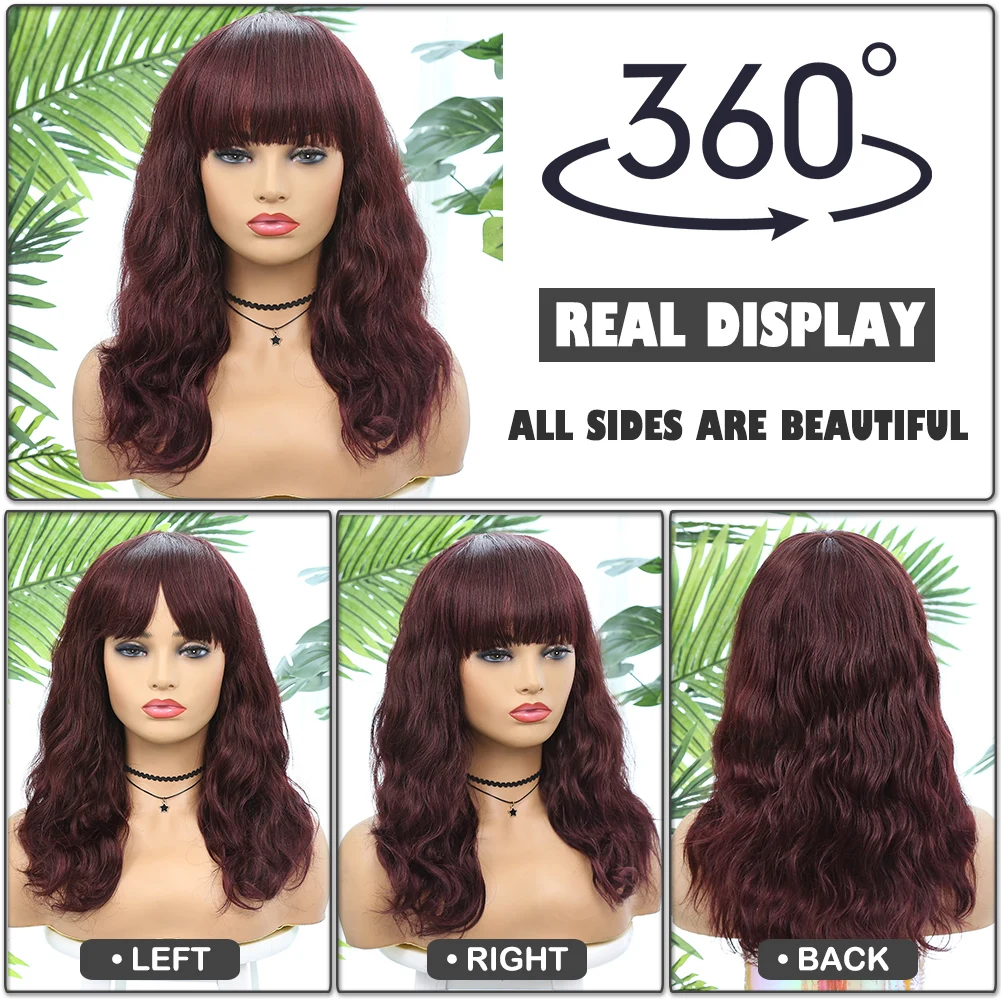 Perruques de cheveux humains de couleur de vague naturelle avec une frange 150% perruques brésiliennes de densité sur la perruque de promotion avec une frange pour les femmes blanches noires