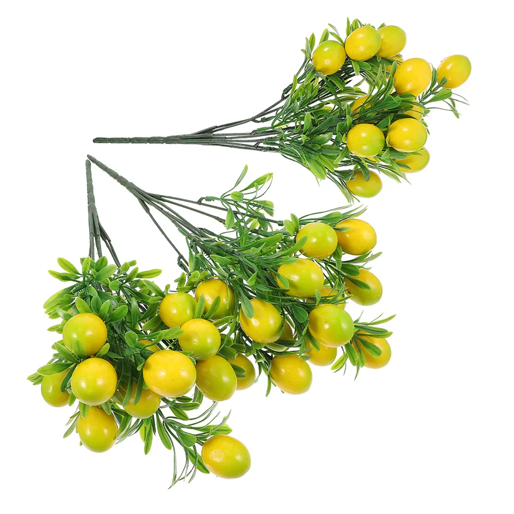 

3pcs Artificial Lemon Branches Fake Fruit Vase Filling Decor For Home Kitchen Office Table Diy Bouquet Centerpiece Party
