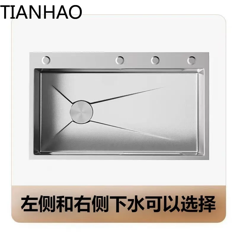 Stainless steel primary color 5.0 thickened large single household kitchen vegetable sink