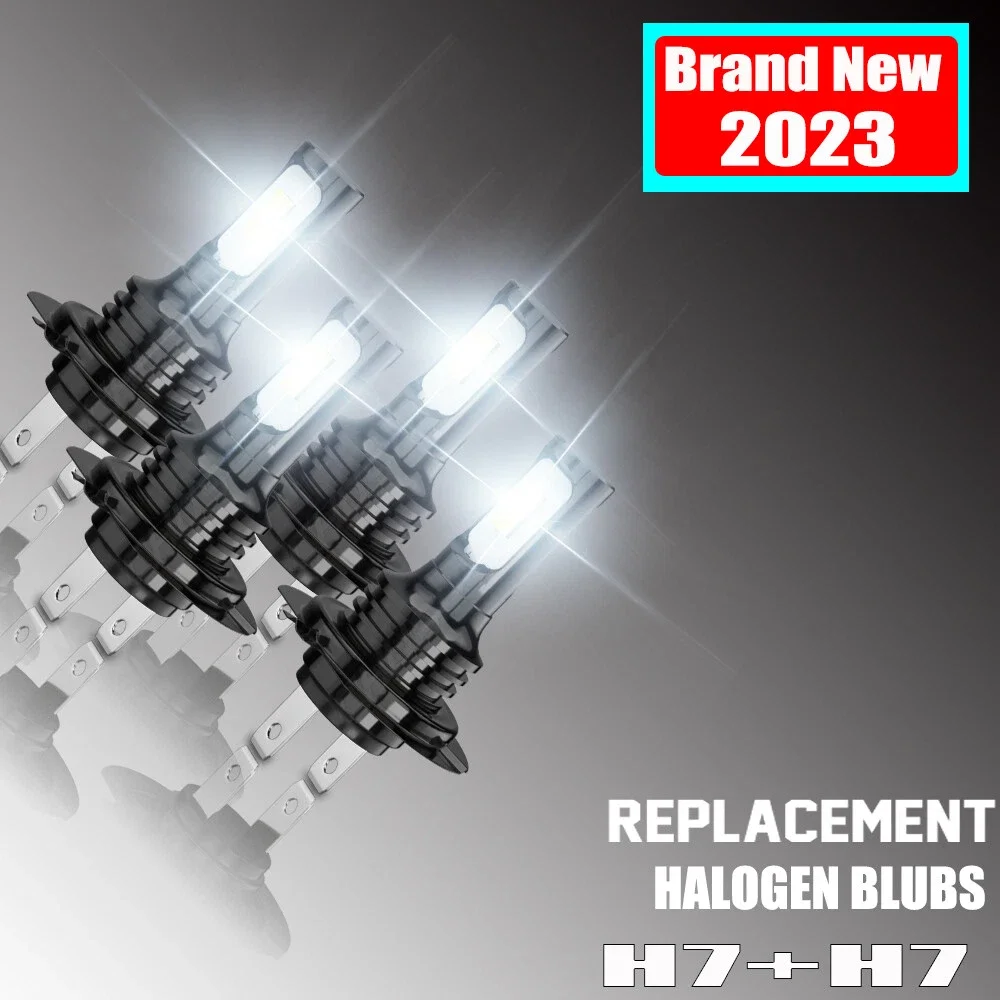 4 قطع H7+ H7 LED مجموعة المصابيح الأمامية مجموعة المصابيح الكهربائية شعاع عالي ومنخفض 6500K أبيض فائق السطوع.