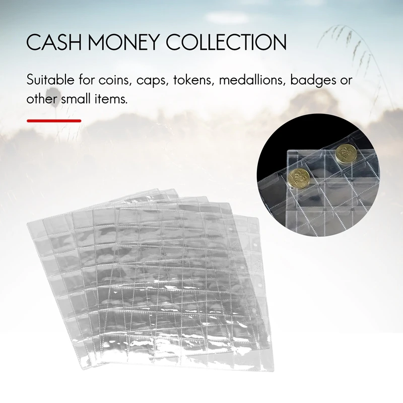 10 PCS 42 Pockets Clear Coin Holders Folder Sheets Storage Cash Money Collection Album Creative PVC Albums Collecting