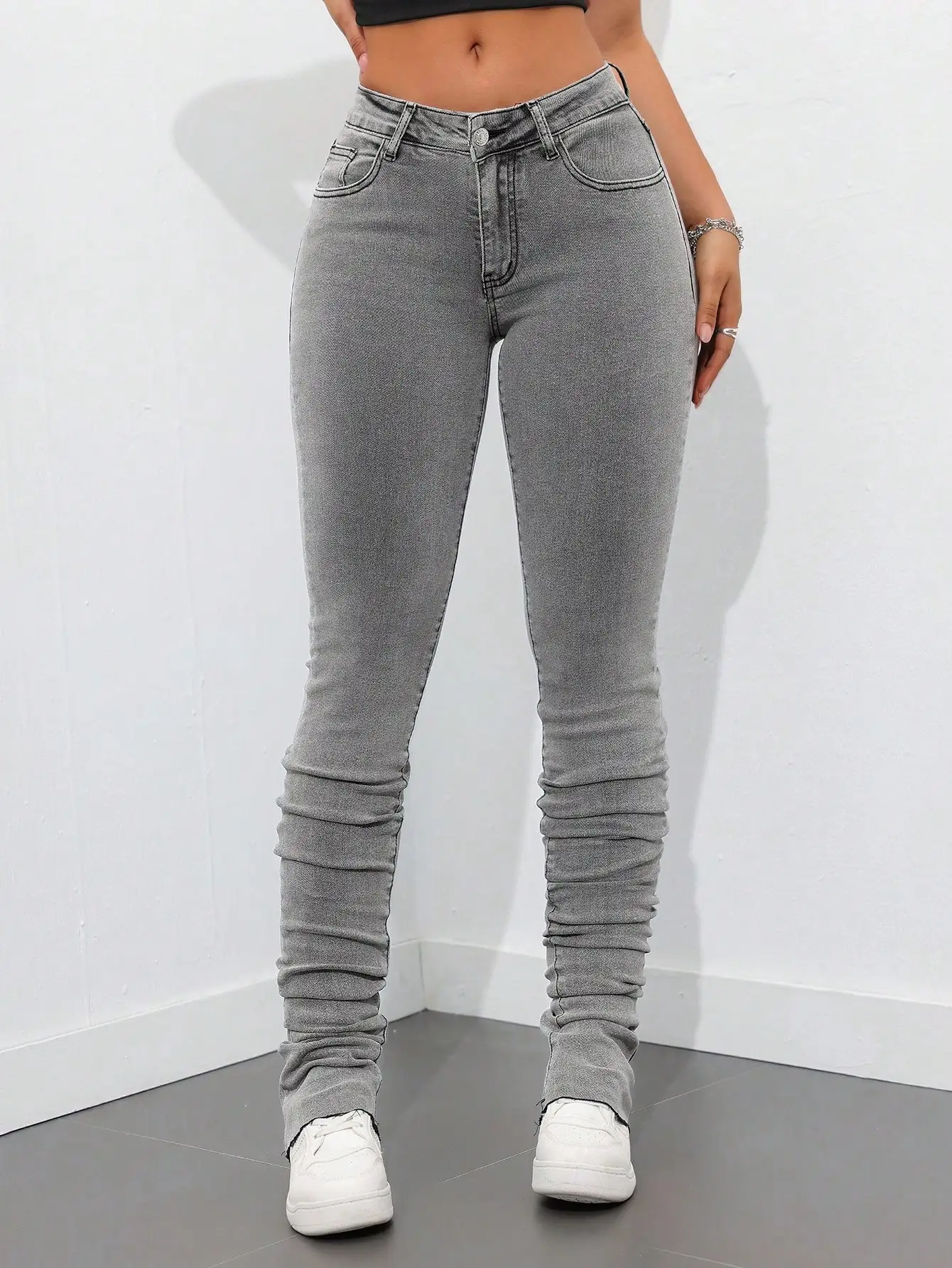 スキニー フレイド フレア レッグ ダメージ加工 デニム ジーンズ