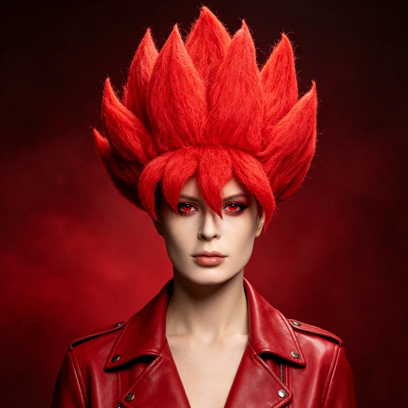 Bright Red Spiky Explosive Cosplay Wig for Men Women Synthetic Spiky Styling Wig Halloween Carnival Anime Dress‑up Party Hair
