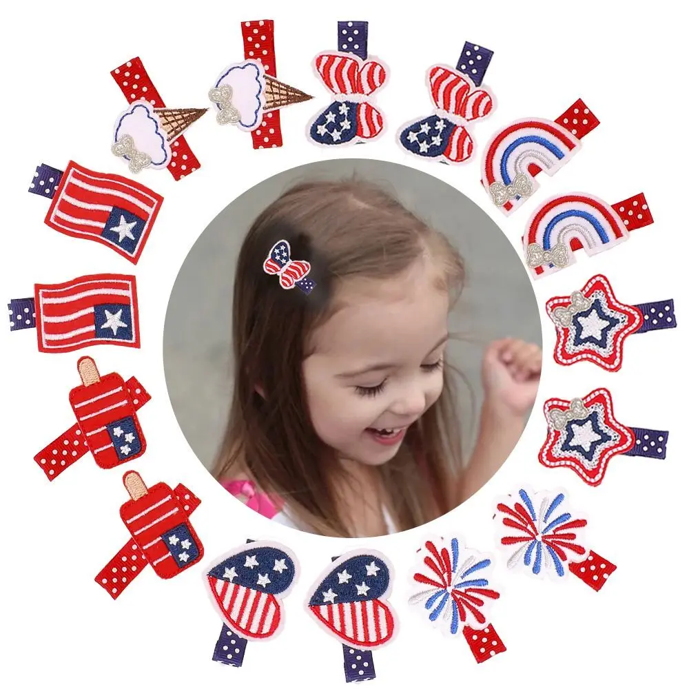 

36pc/lot Independence Day Bow Hair Clip for Baby Girls American Flag Striped Hairpins July 4th Baby Barrettes Hair Accessories