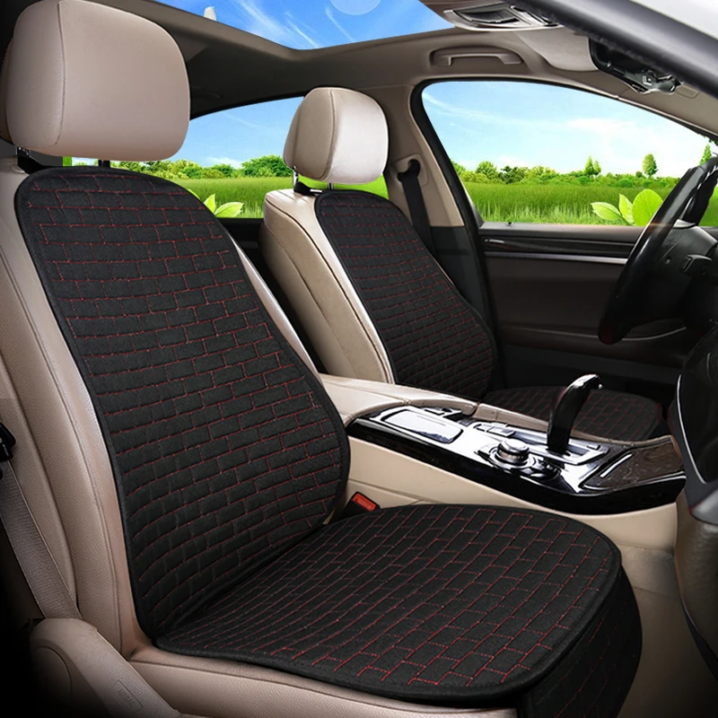Three piece set of car seat cushions for all seasons, half pack breathable car cushion, linen fabric seven piece set of seats, c