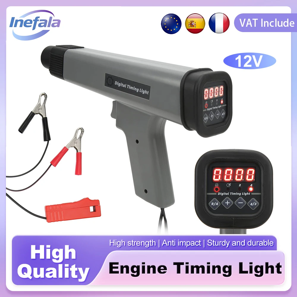 Podofo 12V Digitales Motor-Timing-Licht Induktives Stroboskop-Zündlicht Timing-Licht für Auto, Marine, Rasenmäher