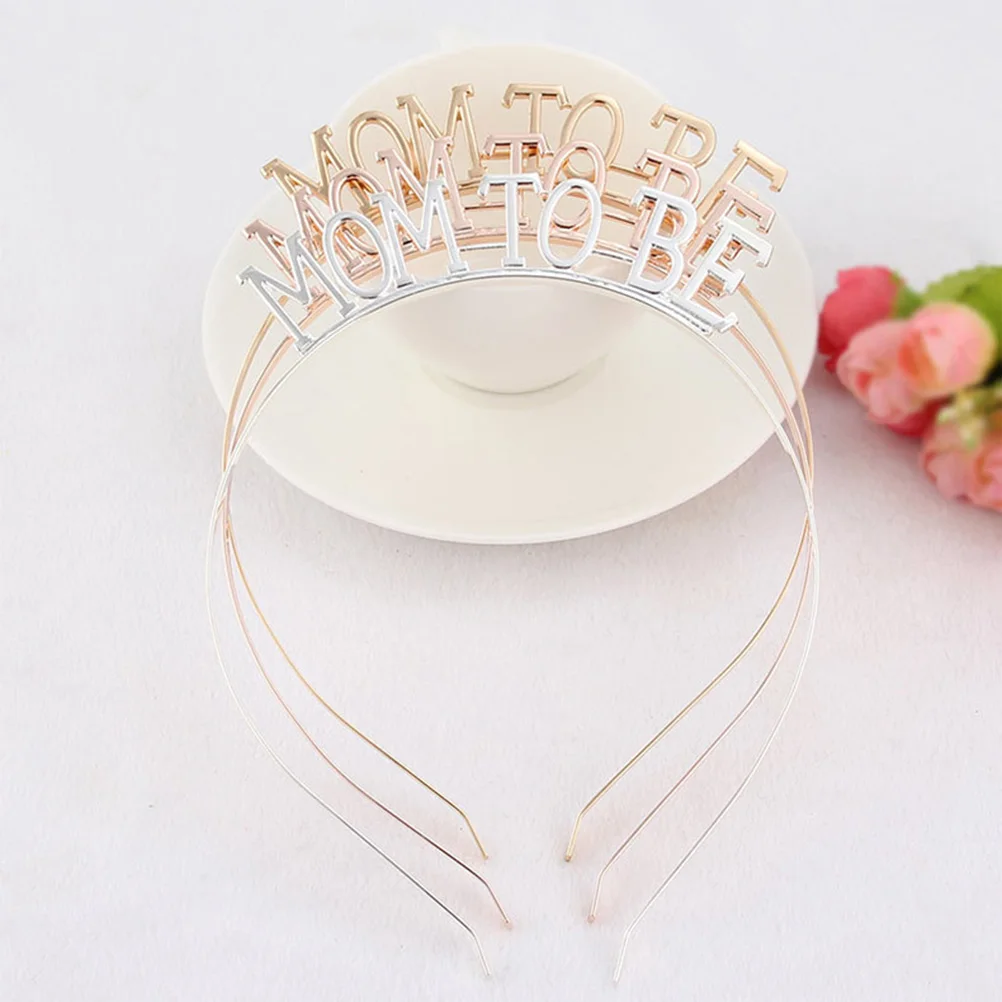 

2pcs Alloy Hair Headband Mom To Be Wedding Party Costume For Adults Lightweight Comfortable Non-Fading Eye-Catching Golden