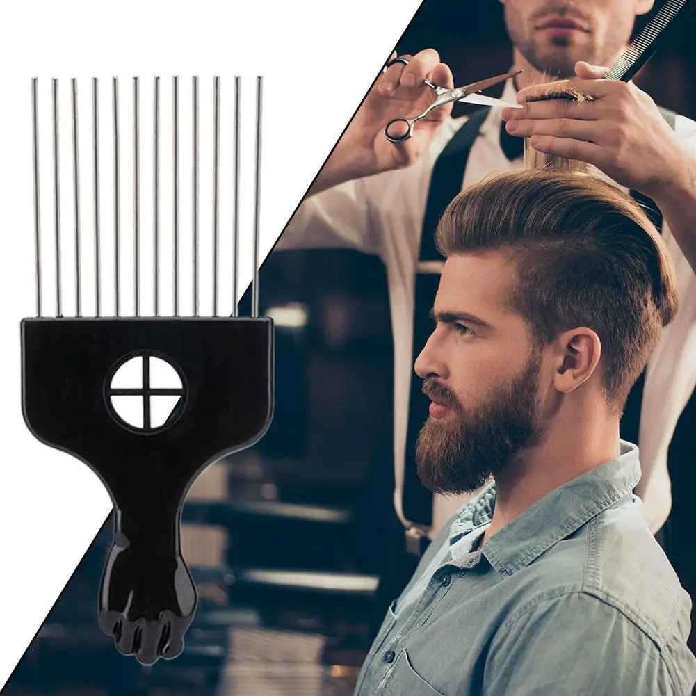 

Расческа Afro Pick из нержавеющей стали с широкими зубьями Расческа Afro Pick Металлические штифты Дизайн Afro Pick Инструмент для волос для укладки вьющихся волос 1 шт.