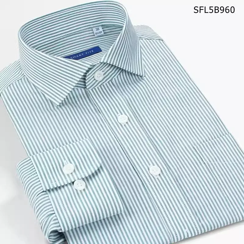 Striped Shirts Men Long Sleeves Slim Fit Elegant Windsor Collar Formal Business Wedding Dress Shirt For Men High Quality