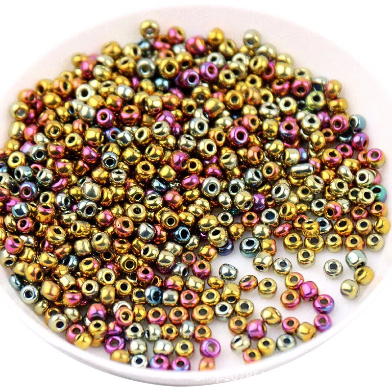 5g 1.5mm 2mm 3mm 4mm Metallic Colorful Glass Beads 15/0 12/0 8/0 6/0 Spacer Seed Beads for Needlework Jewelry Making DIY Sewing