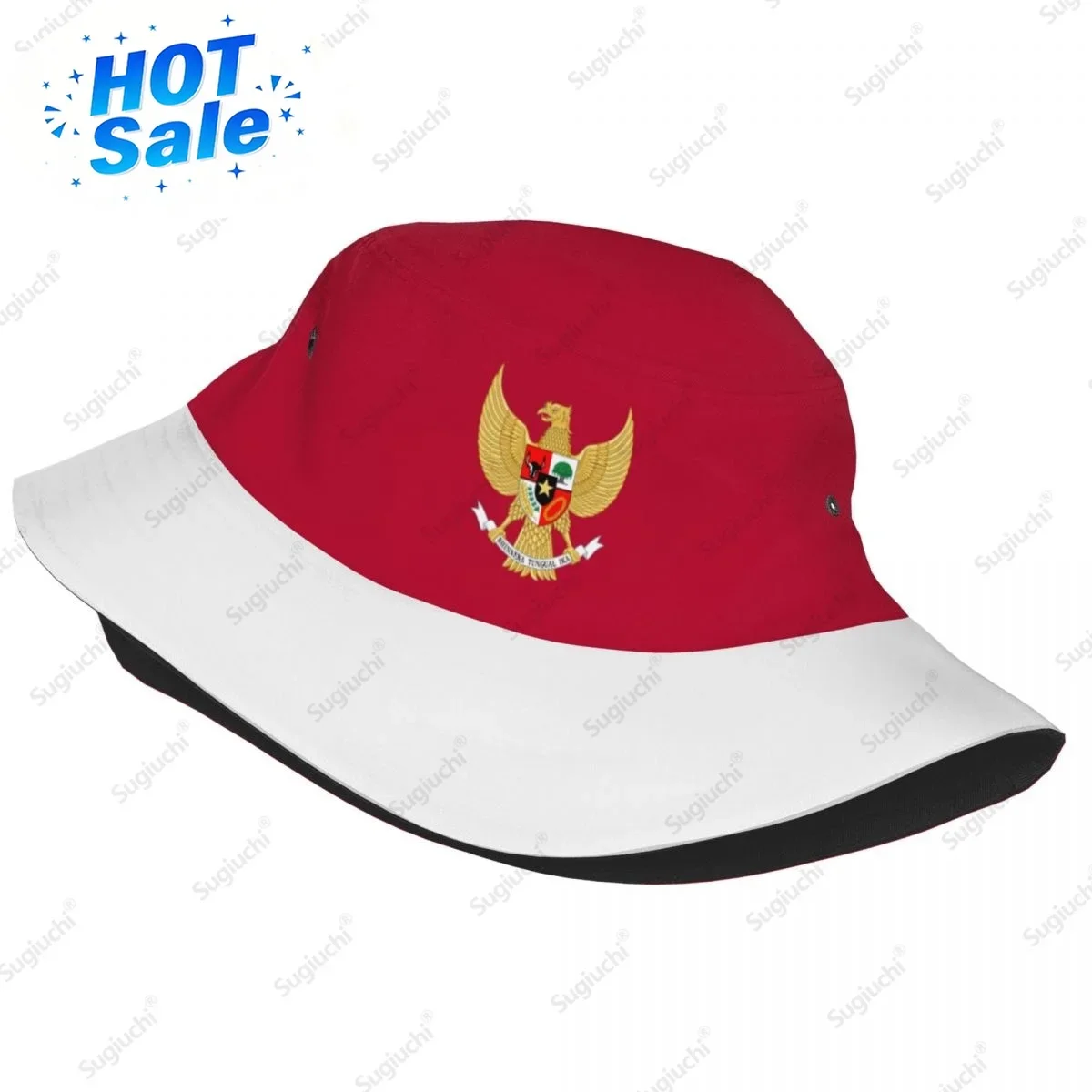 Custom Hat 2025 Indonesia 3D Flag Men Women Bucket Hat Outdoor Sun Protection Cap Breathable Mesh For Fisherman Camping Hiking