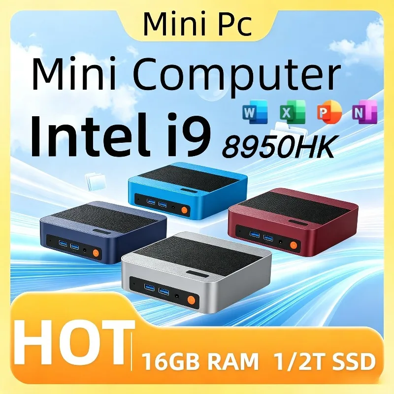 Core i9-8950HK Mini PC, 16GB RAM, 1TB/2TB SSD, Portable Desktop with WiFi6 & BT5.2, HD Graphics Output for Office Work & Gaming.