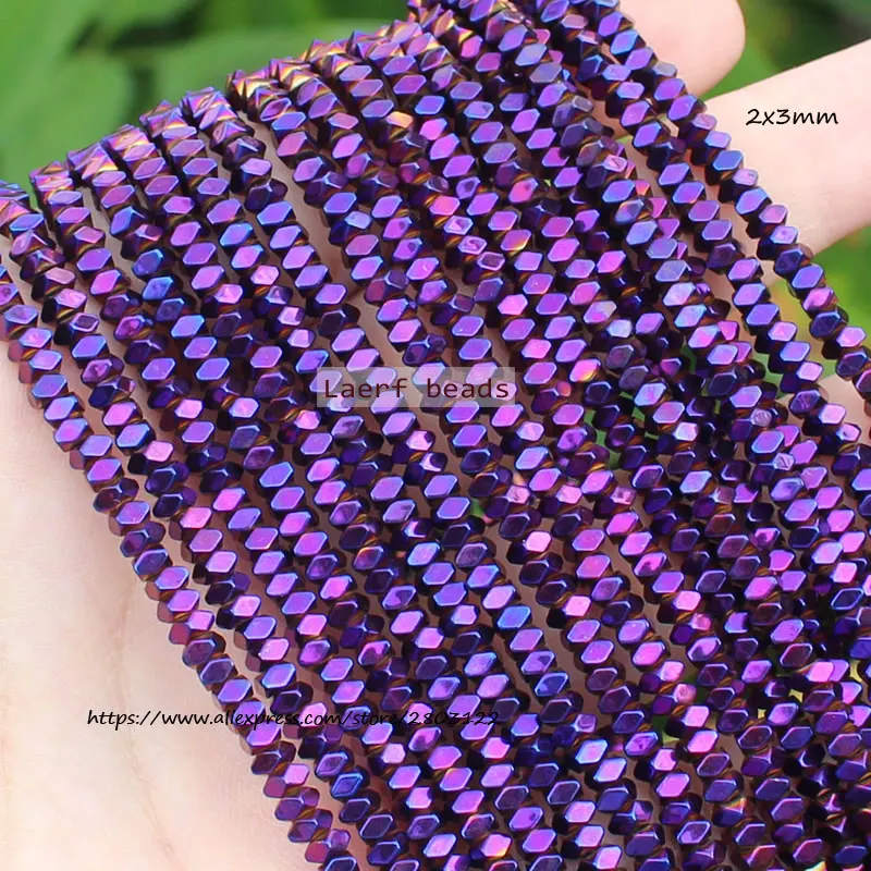 2x3mm Natural Hematite Very Shining Faceted Square Beads\