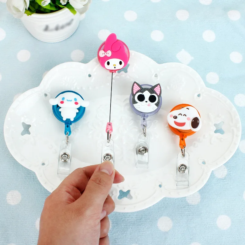 Cute Cartoon Funny for ID Card Holder Scalable Toggle Clip Employee Card Doctor Nurse Chest Card Student Bus Card Holder