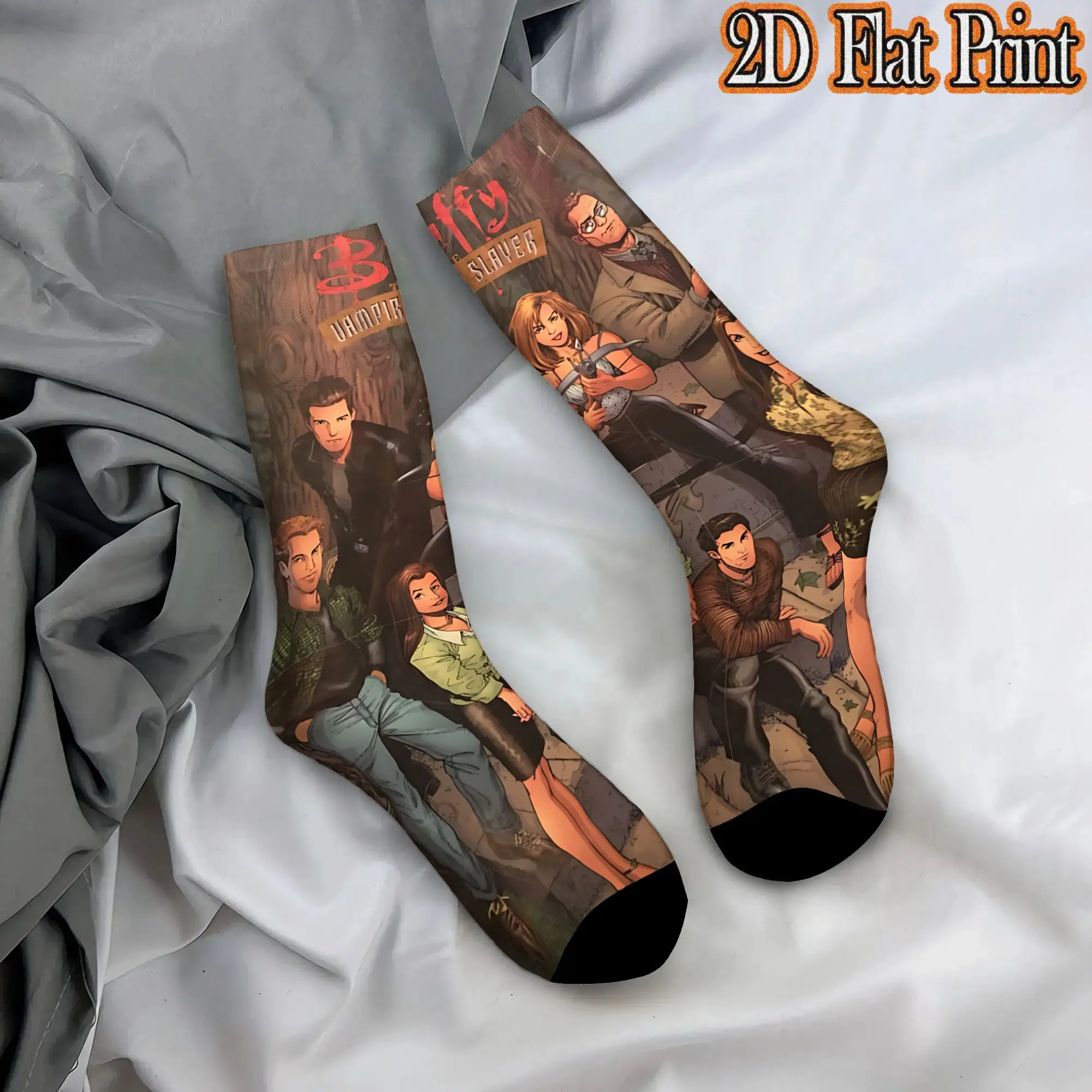 Vampire Slayer Buffy Retro  Street Style Novelty Pattern Mid Tube Winter Sock Sports Socks
