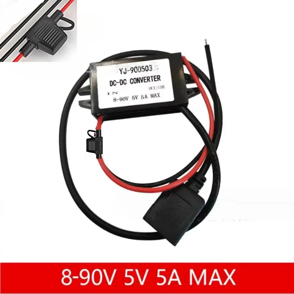 8-90V to 5V 5A DC DC Step Down Converter 25W USB Micro Buck Power Supply Mobile Phone Charging