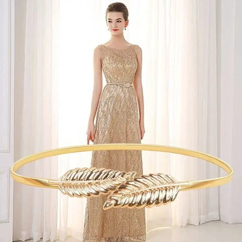 women belt fashionable metal luxury belt fashionable sweet belt women leaf spring belt with dress belt for women