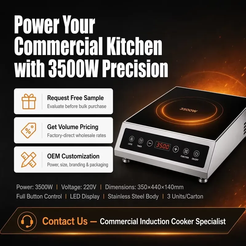 Tabletop 3500W Convection Heating Stainless Steel Electric Range Precise Power Control OEM ODM Dimensions 350x440x140mm for
