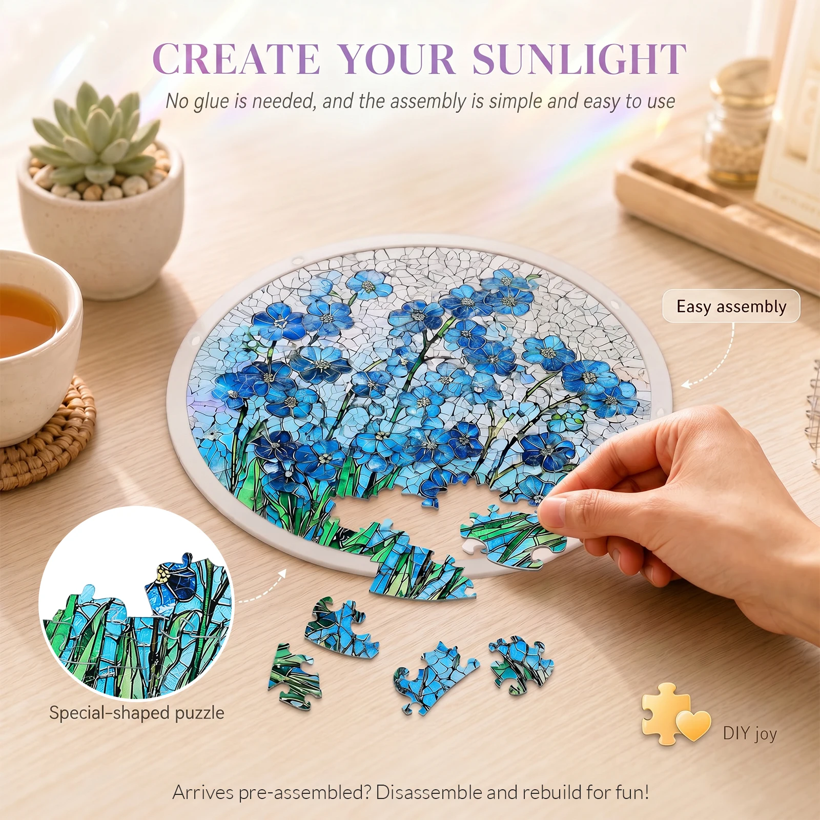 Acrylic Suncatcher Puzzle 7.4inch DIY Sun Catcher Puzzle Kit Window Hanging Creative Home Decoration for Garden Walls Porches - view 4