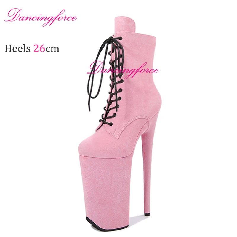 Botines de plataforma de tacón alto para mujer, zapatos modernos y sexys de ante rosa para club nocturno, 26CM/10 pulgadas, novedad