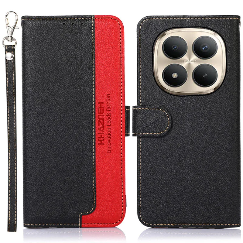 Zweifarbige Leder-Handyhülle für Xiaomi Redmi Note 13 13R 14 15 Pro+ Pro 14S RFID Sturzsichere Kartenfach-Brieftaschenhülle