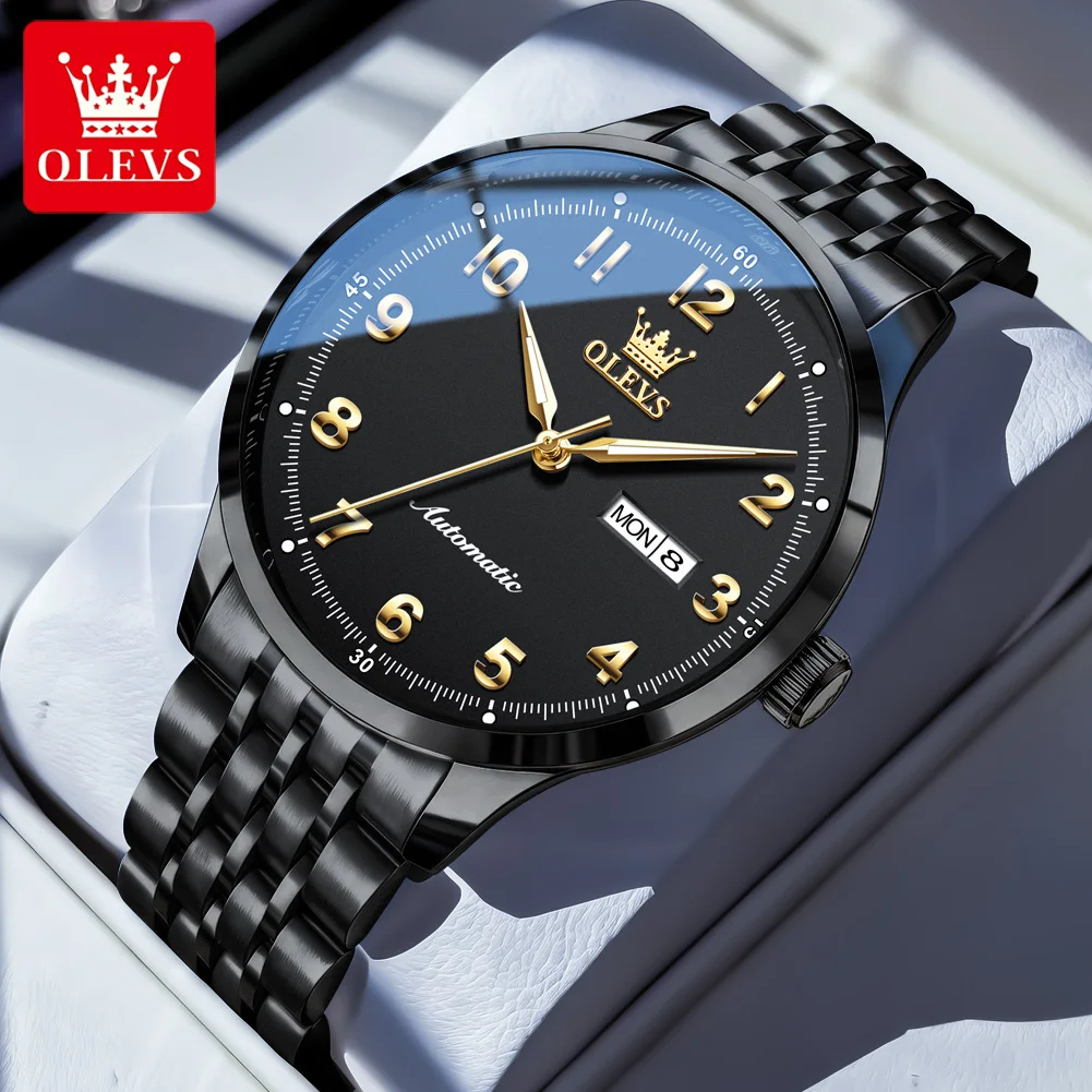 

Новые модные мужские механические часы OELVS: роскошные, из нержавеющей стали, водонепроницаемые, с люминесцентным циферблатом, датой и днем недели, автоматические, для мужчин