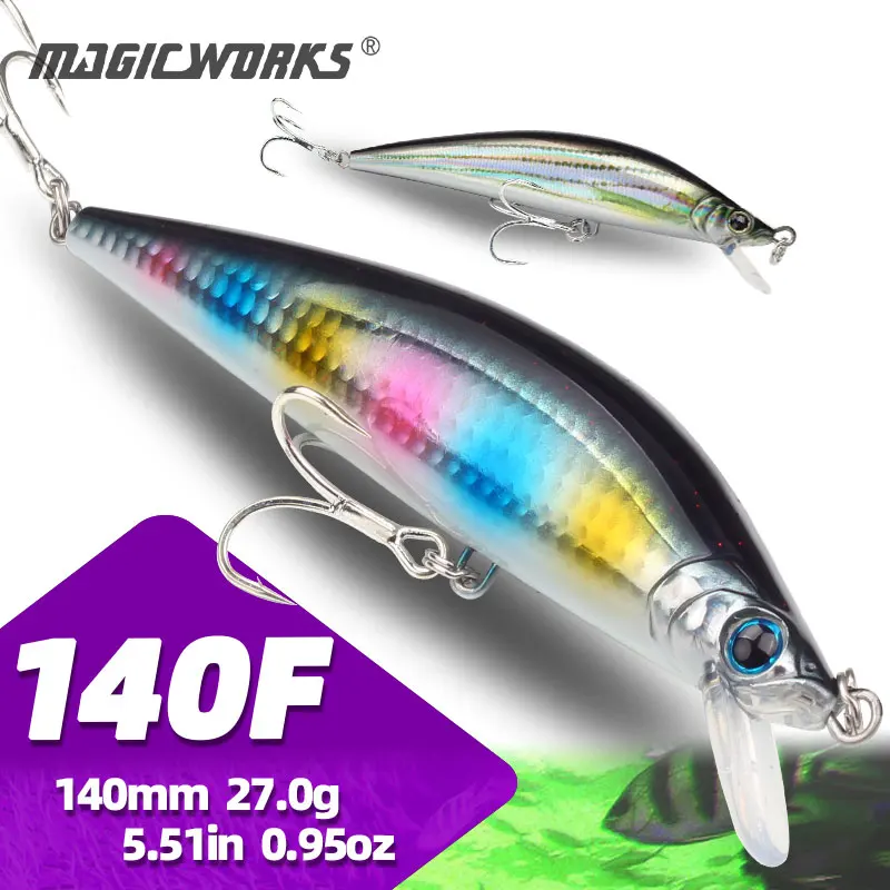 

Magic Works Floating Minnow 140mm 27g Wobbler Lure Jerkbait Pike Big Sea Fishing Hard Baits Perch Saltwater Minnows Lures Tackle