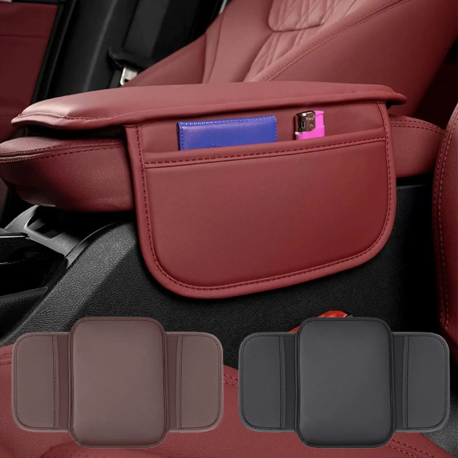 Console Cover Leather Universal Modern Storage Organizer Middle Console Cover Car Accessories For Truck SUV MPV RV Sedan Van