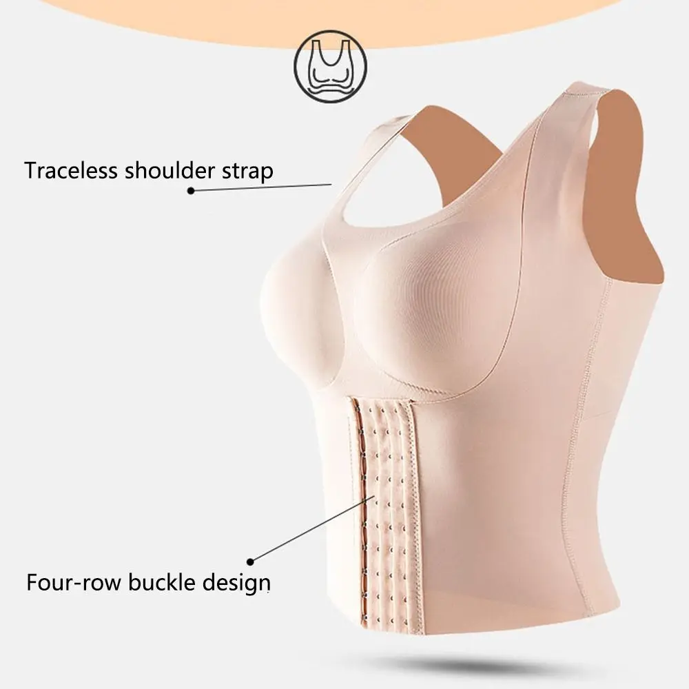 Washable Tummy Control Slimming Vest Padded Bra Adjustable Trimmer Camisole Hook Loop Seamless Compression Shapewear Girls