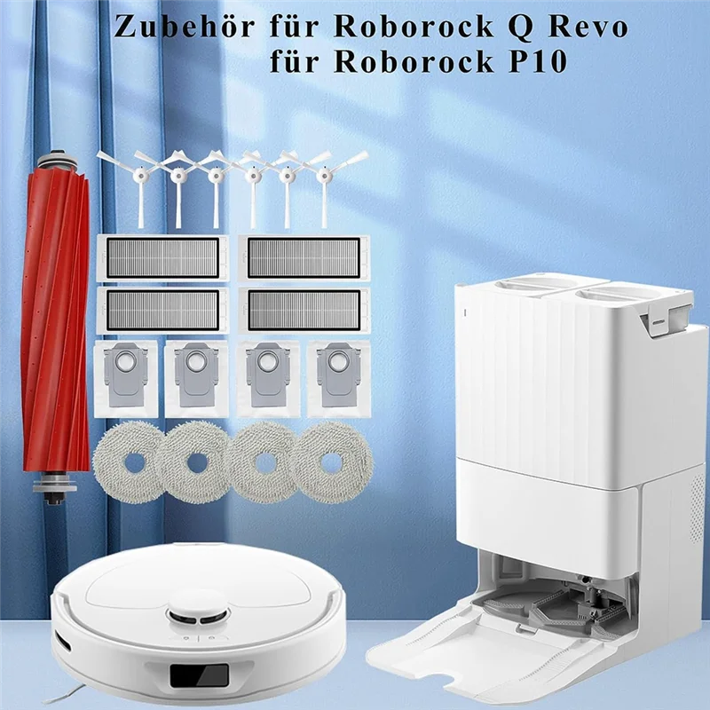 قطع غيار مكنسة كهربائية روبوت ، طقم ملحقات ، فرشاة رئيسية ، كيس غبار ، Roborock Q Revo ، P10