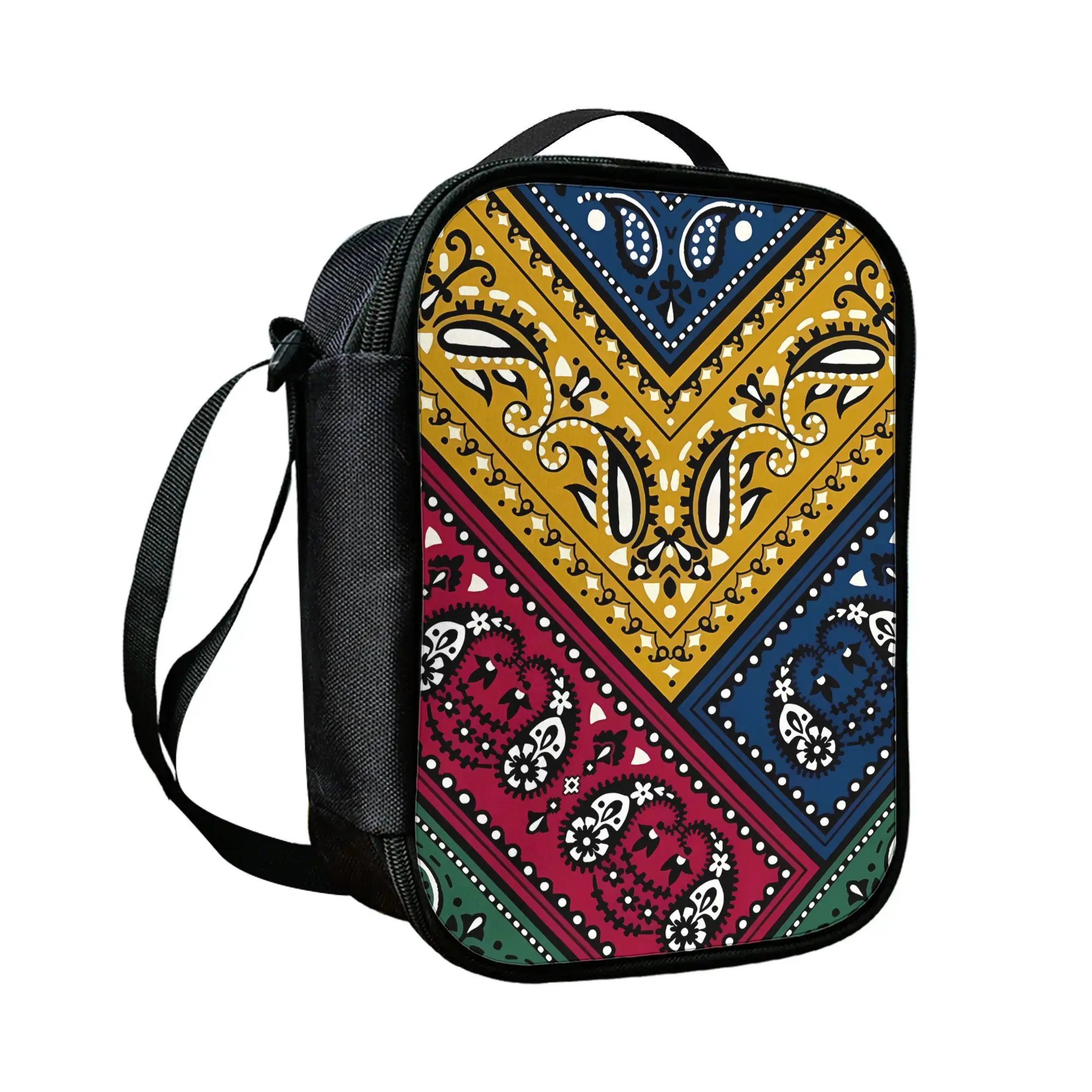 1pc Colorful Paisley Print Lunch Bag - Non-Food Contact Portable Picnic Storage Bag with Sturdy Handle, Spacious Rectangular