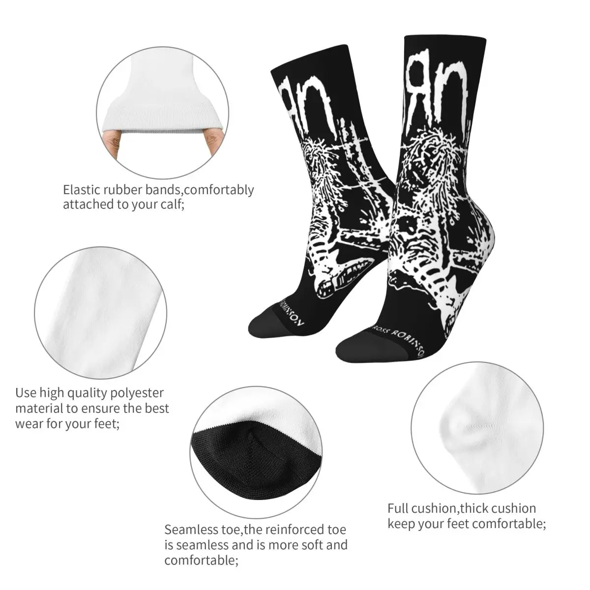 Fashion Ross Doll Korn Skateboard Socks Nu Metal Band Neidermeyers Polyester Long Socks for Unisex Breathable