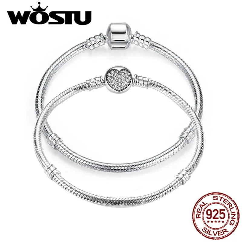 sterling pulseira corrente de prata para mulheres pulseira original encaixa autenticos encantos contas fazer joias da moda wostu 925 01