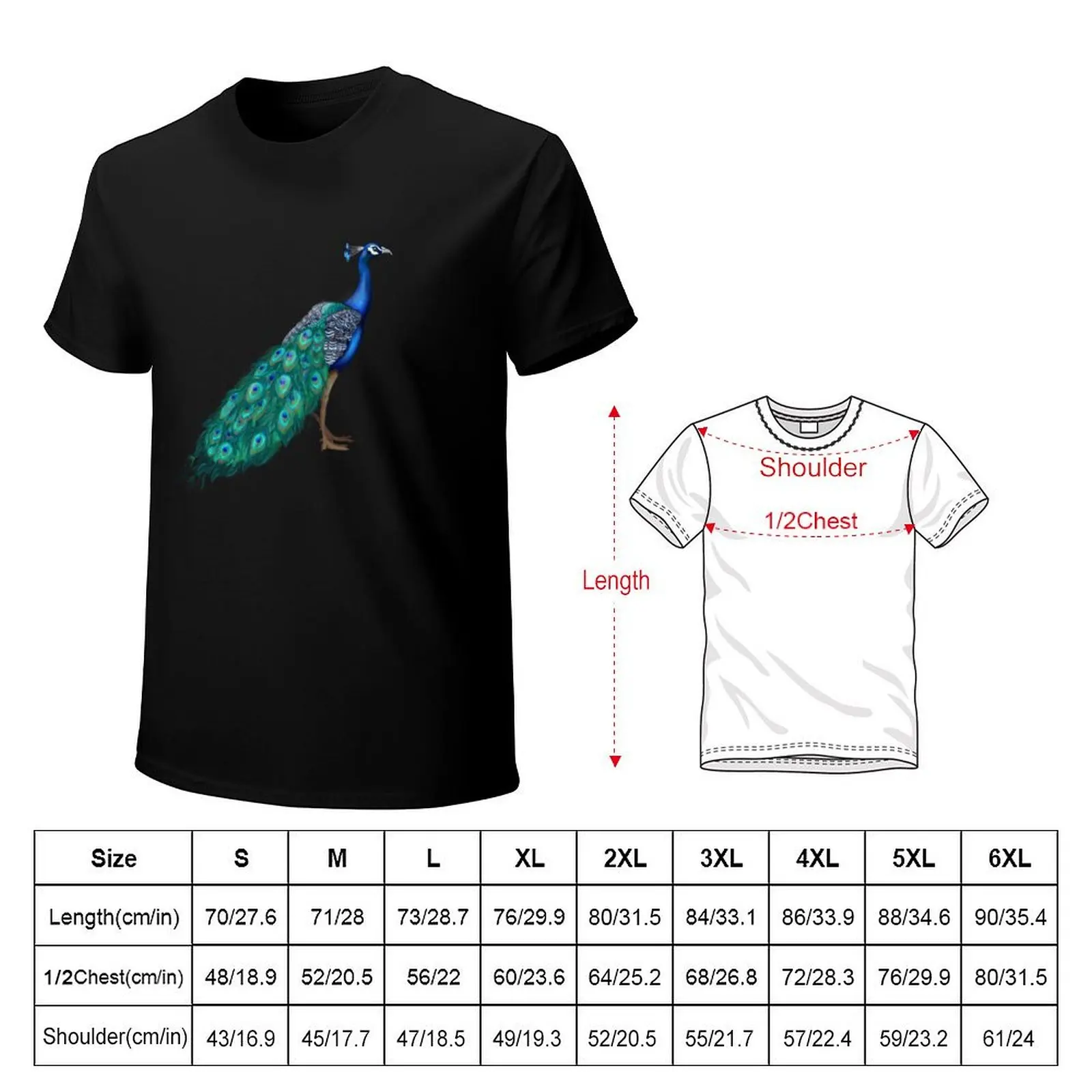 Peacock T-Shirt Casual All Match Short Sleeve T-Shirt