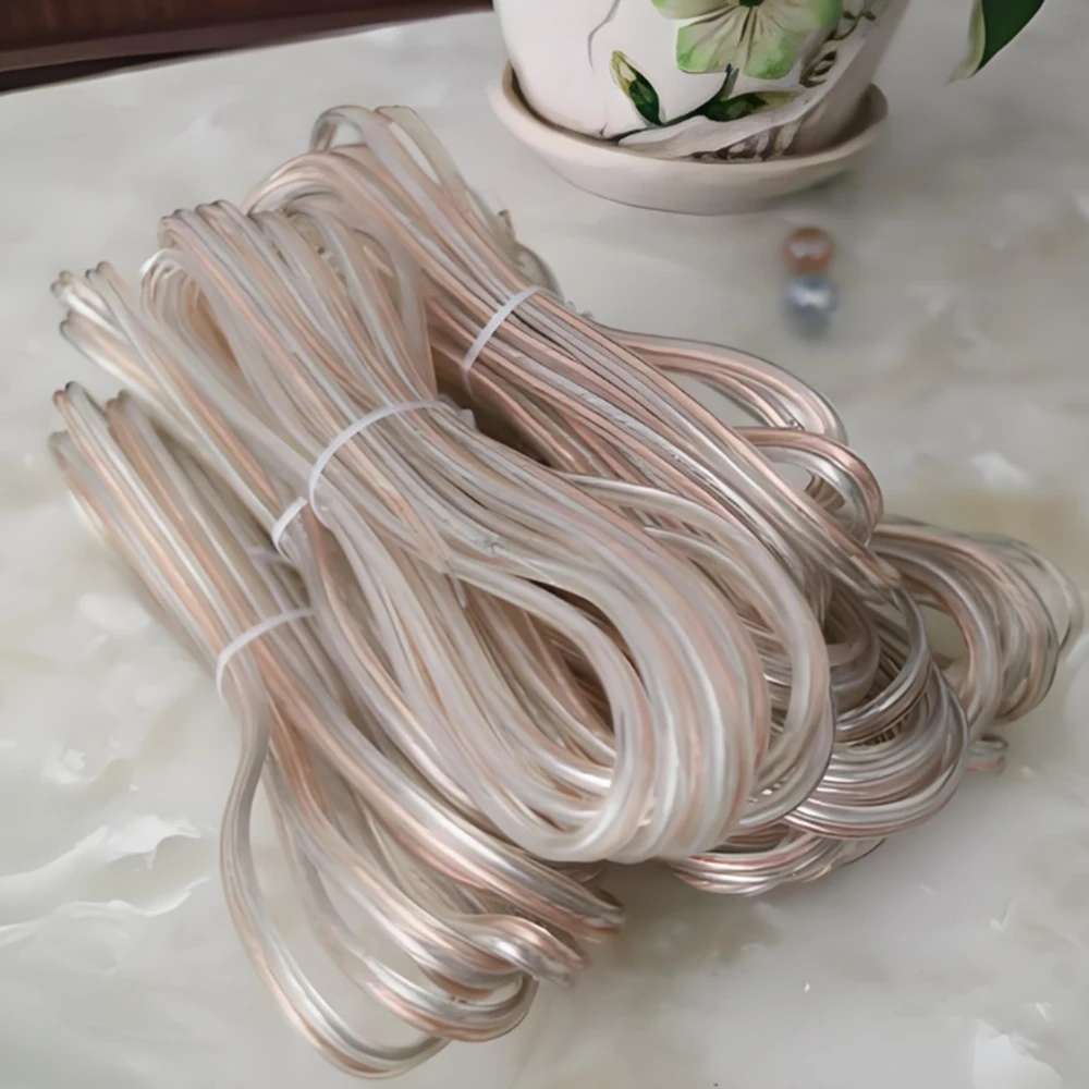 

50m 22AWG Tinned Bare Copper PVC Transparent Speaker Wire Gold And Silver Parallel Line Audio LED Lamp Wire