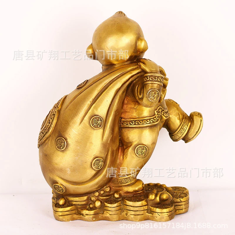 ornament, sand-cast , Chinese Zodiac , money bag monkey, home and shop copper crafts