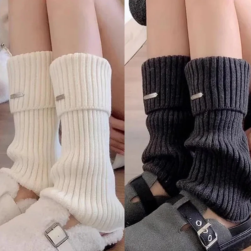 محبوك لوليتا تدفئة الساق المرأة الجوارب الطويلة الخريف الشتاء الصوف غطاء للقدم الذراع أدفأ Y2K الكروشيه كومة الجوارب أصفاد للأحذية عالية الرقبة #1