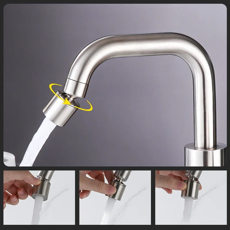 Kitchen Basin Faucet 360 Rotation Stainless Steel Material Single Handle Mixer Water Cold and Hot Ceramic Suitable For Hotel