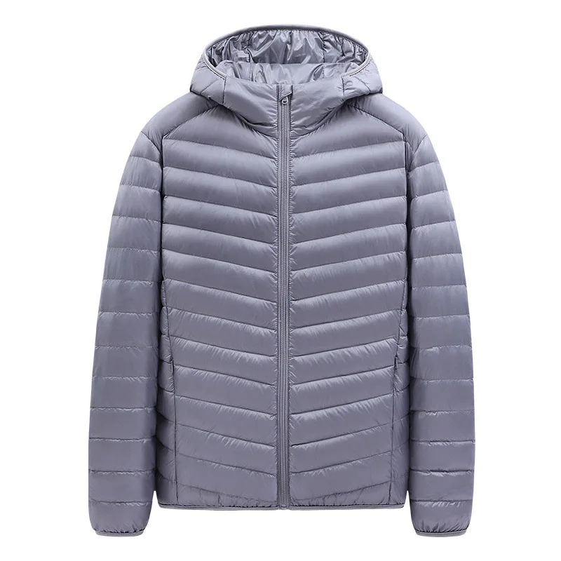 Manteaux en duvet pour hommes, couleur unie, doudoune à capuche, fermeture éclair, poches amples, Cardigan épissé à manches longues, décontracté, léger, extensible, hiver