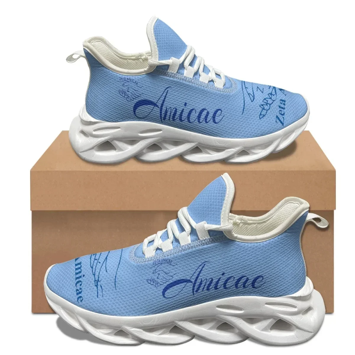 Zeta Amicae Nowy Trend Druk 3D Casualowe Sneakersy z Siateczki dla Kobiet Lekkie Sznurowane Buty Platformy Przyjaciółki Zeta Damskie
