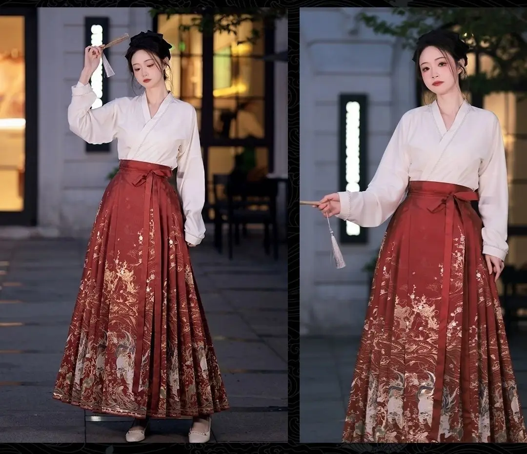 Horse-Face Skirt Chinese Style New Chinese Style High-Grade Daily Commuting Style Dress Hanfu Women