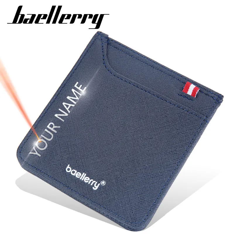 Neue Männer Karte Brieftaschen Kostenloser Name Angepasst Marke Karte Halter Kurze Schlanke Männliche Geldbörsen Top Qualität PU Leder Kleine männer brieftasche