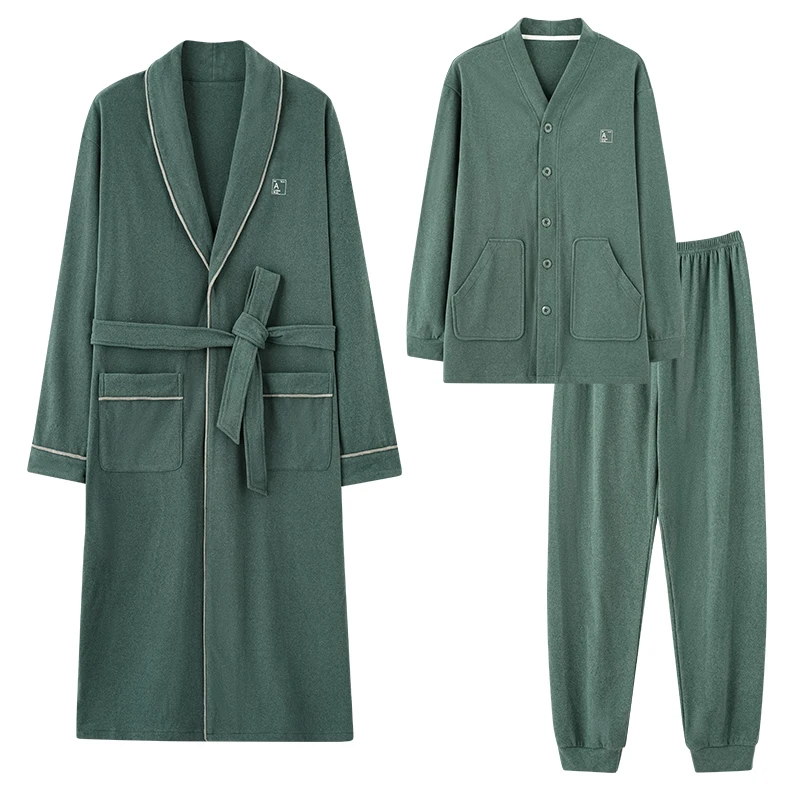 

Топы + длинные брюки + длинные халаты 3 шт./компл. мужские теплые тонкие бархатные пижамные комплекты повседневные спортивные костюмы пижамы мужские большие ярды L-4XL Pijama Hombre