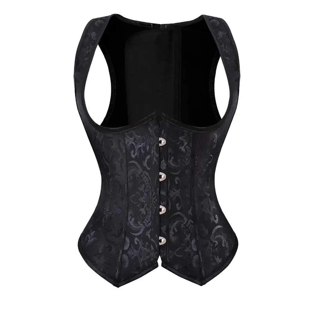 Women Corset Pirate Lace Up Bustier Steampunk Underbust Corsets Sexy Embroidery Strap Bustier Plus Size Graduation Party Outfits