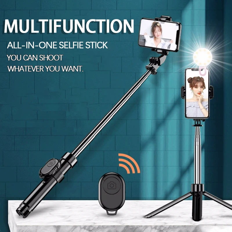 Xiaomi Bluetooth Control Wireless Selfie Stick with Fill Light Tripod Monopod Stand Phone Holder Remote Beauty USB Charging