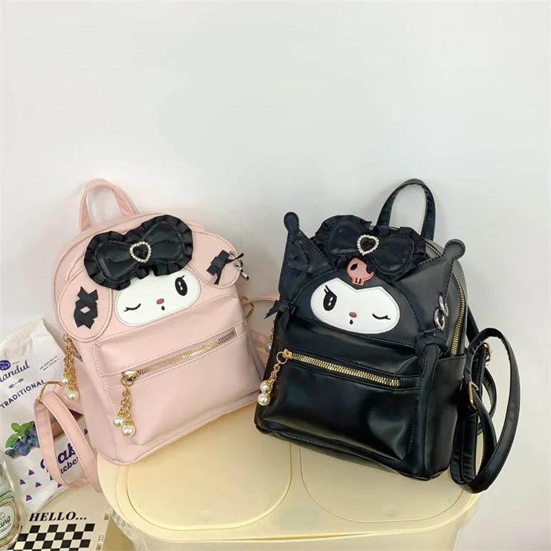 Sanrio Kuromi My Melody Lolita Gothic Mini Backpack Kawaii Anime Sweet PU Bag Exquisite Storage Knapsack Handbag Birthday Gift